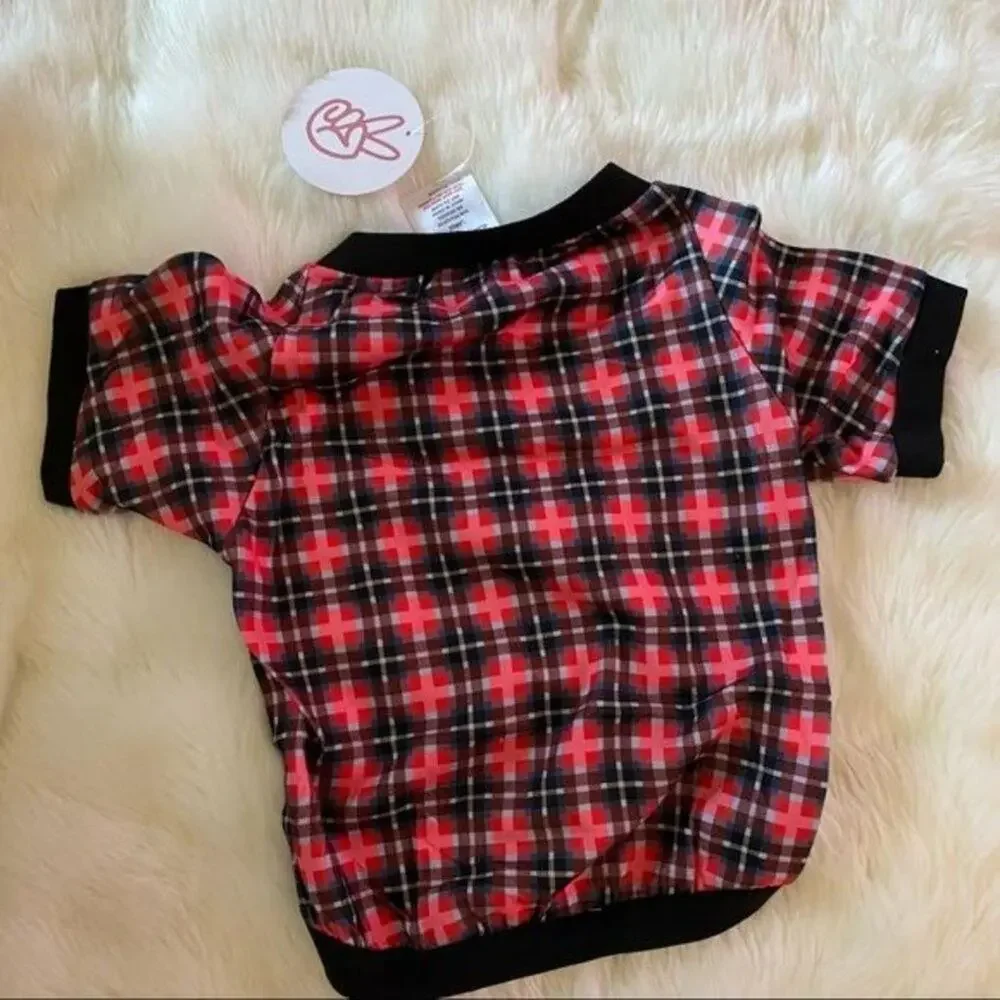 ModCloth Christmas Dog Size L Plaid‎ You're Mine Pet Tee NWT